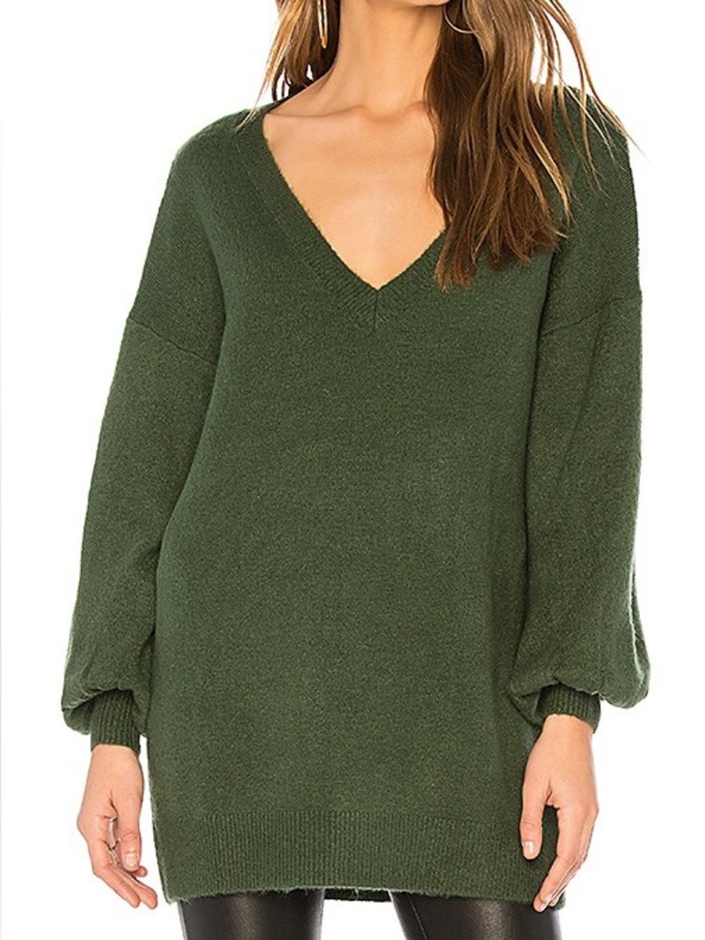 NWT Lovers + Friends Portia V- Neck Sweater Kelly Green M